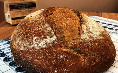 Pão Sourdough 100% farinha integral Fazenda Vargem